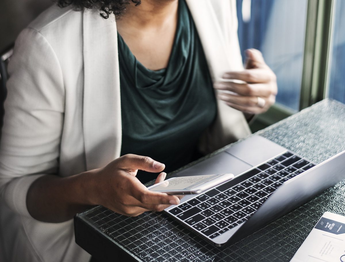 Woman working on laptop