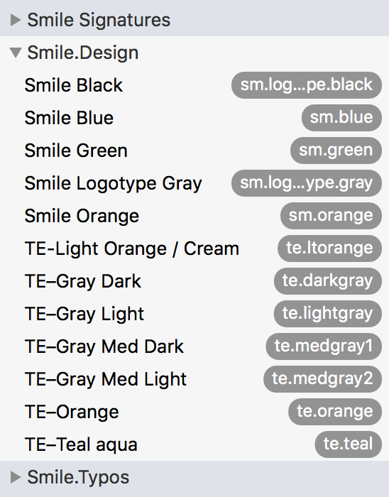 Screenshot Smile design snippets