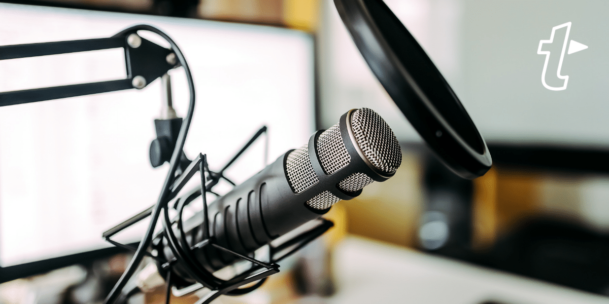 podcasting setup with microphone