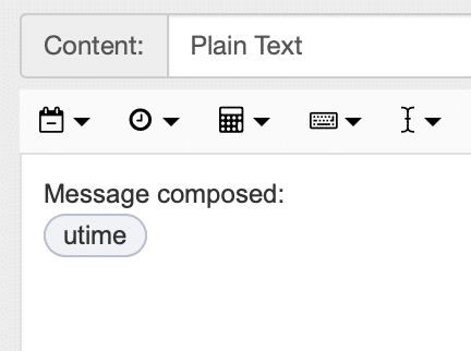 snippet showing 'Message composed: utime'
