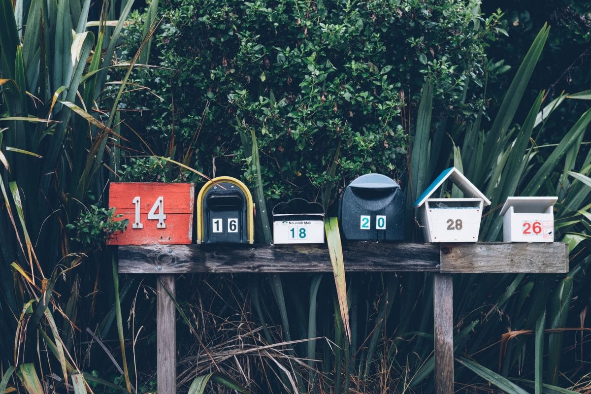 a line of different mailboxes