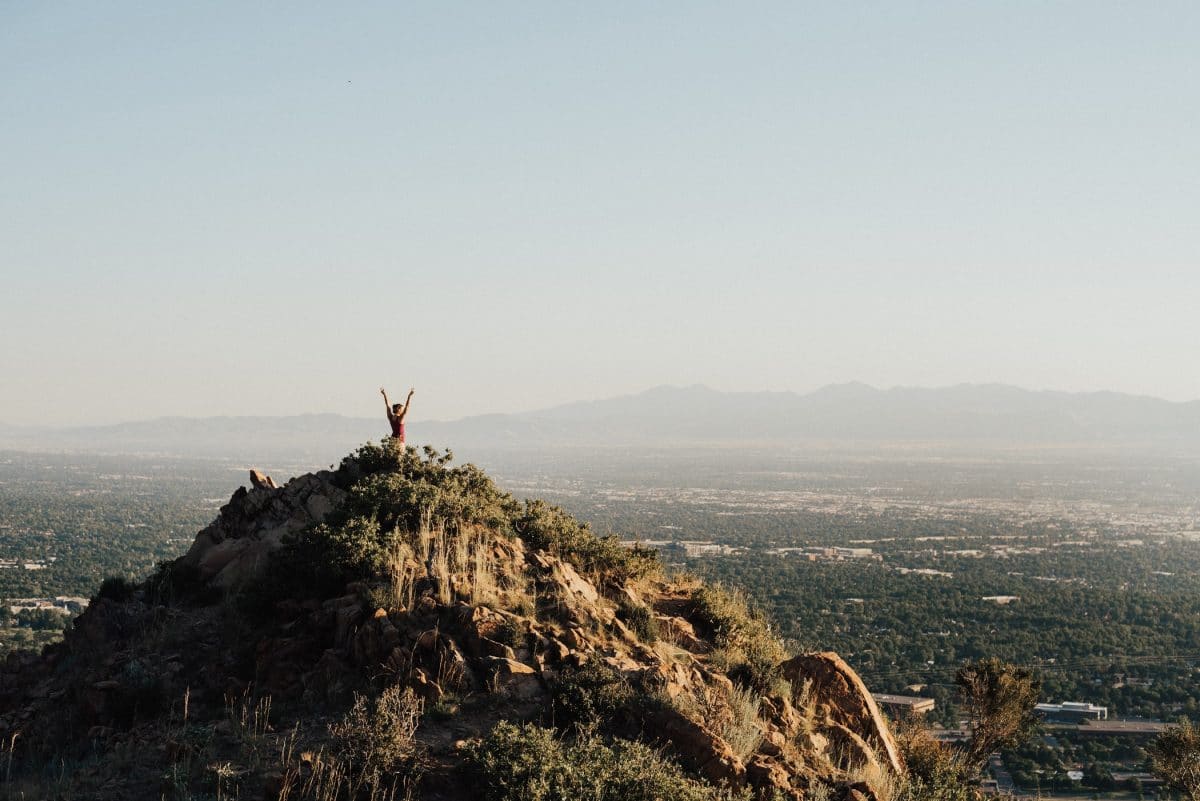 a person on top of a mountain