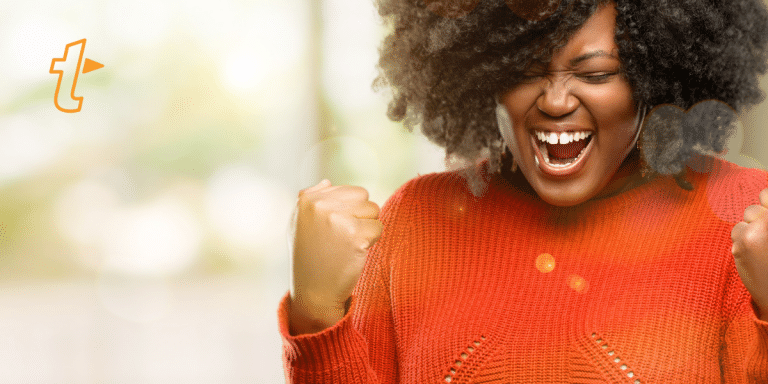 lady celebrating success