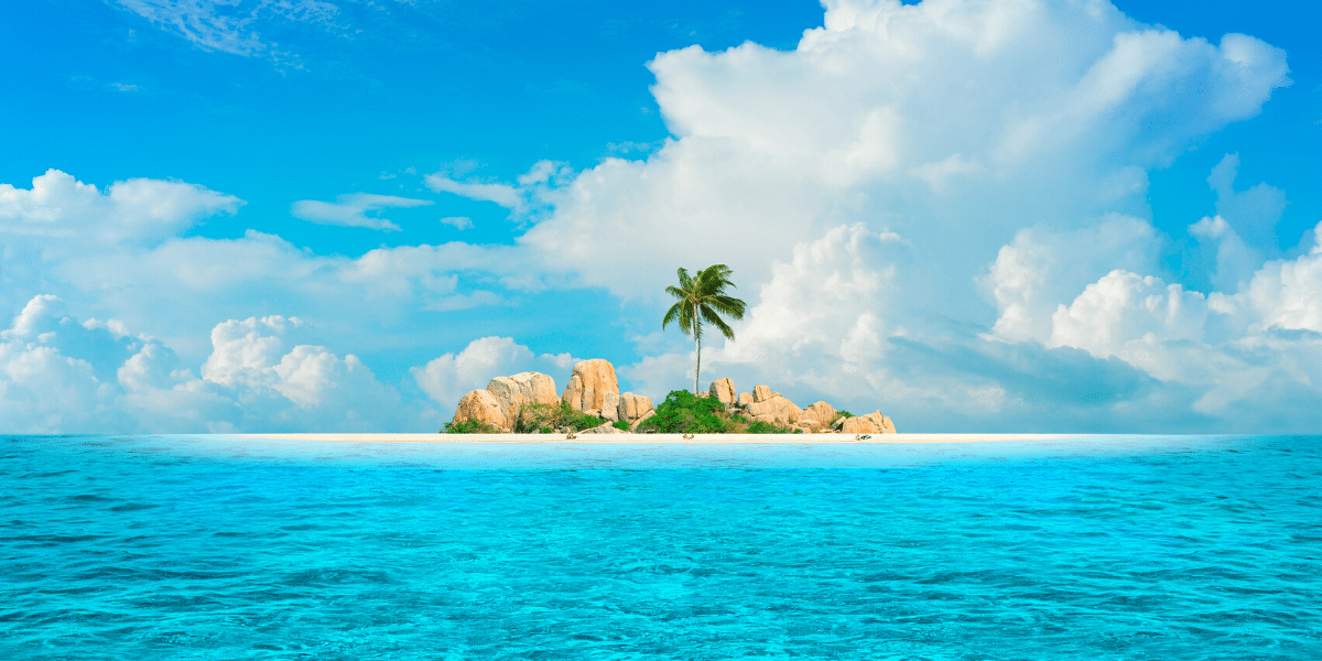 island with blue sea and palm tree