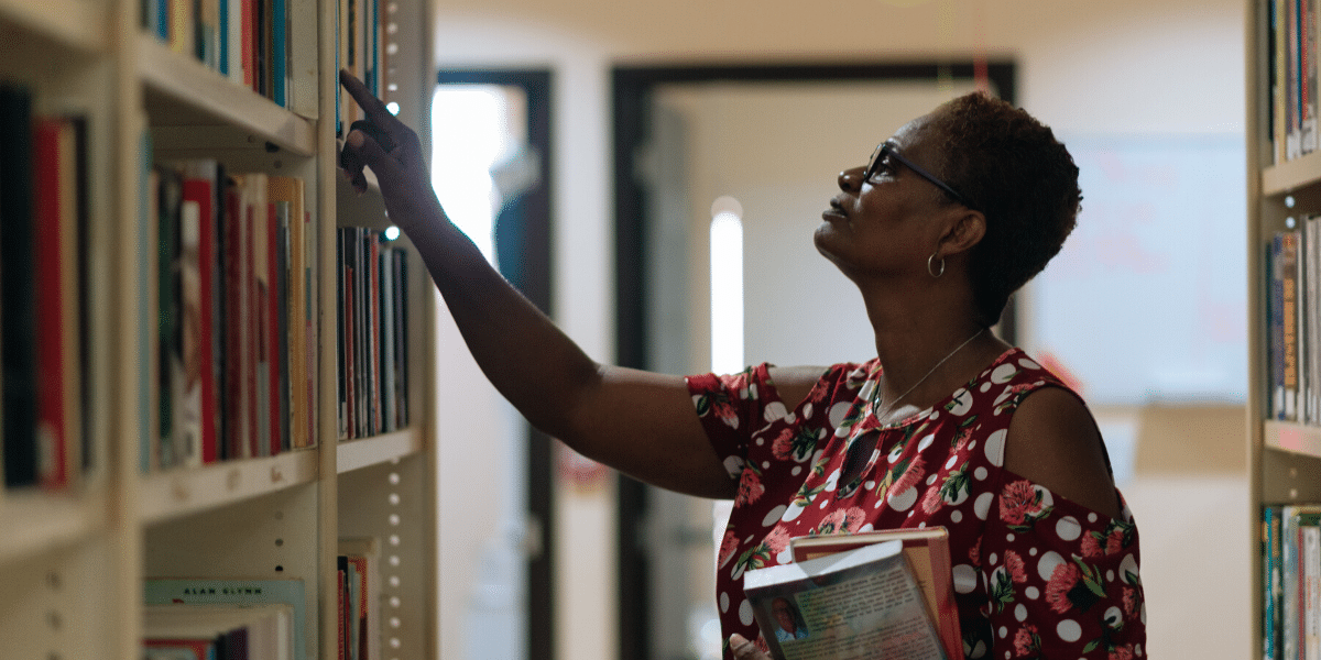 woman browsing books