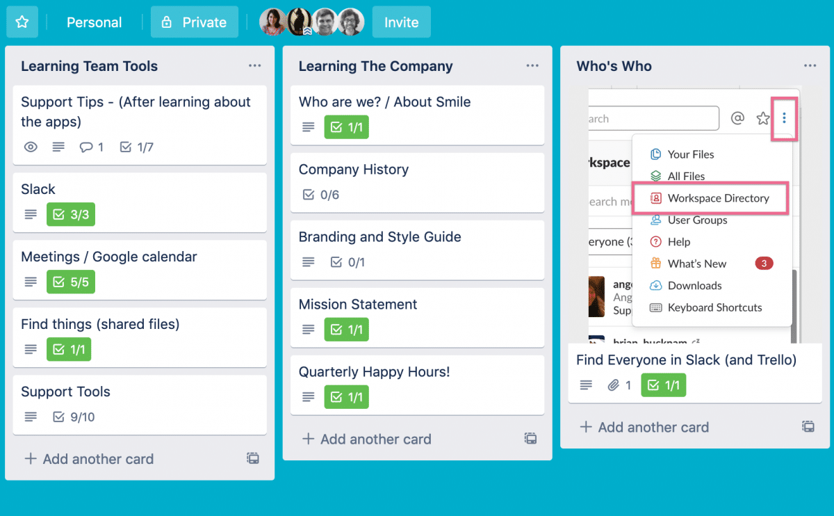 Trello's management software used to help the team in tasks.