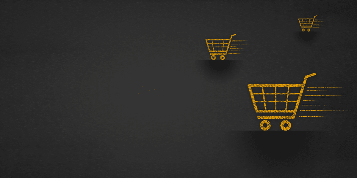 Orange shopping carts on a black background 