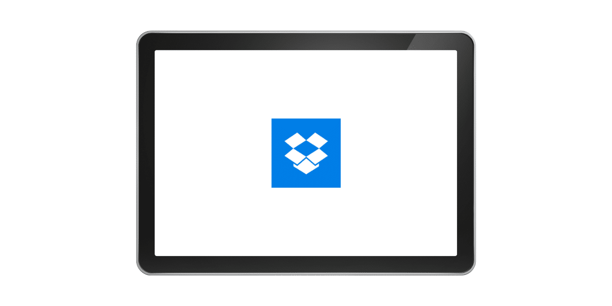 An iPad with the Dropbox logo