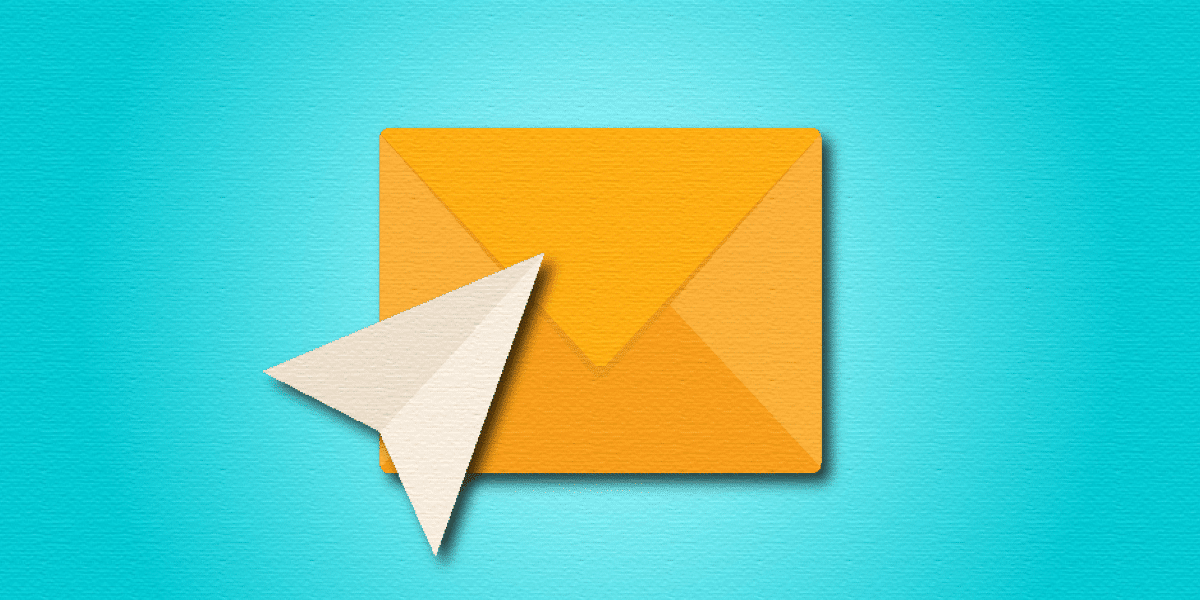 orange envelope on blue background