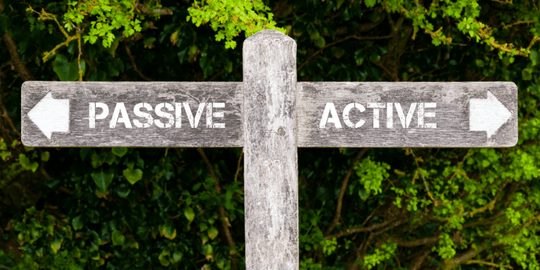 sign saying active and passive