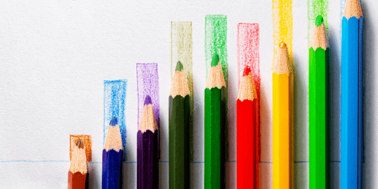 colored pencils forming a bar graph