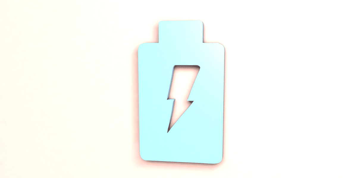 metal battery icon on pink background