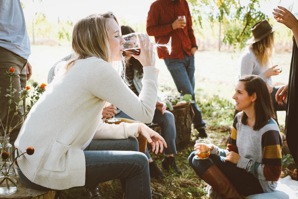 Employees in a company retreat