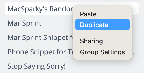 Duplicating the MacSparky random responses group