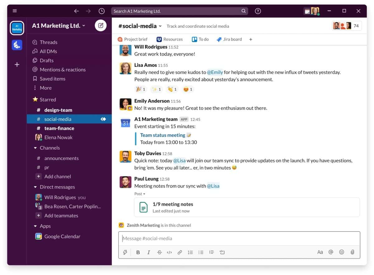 Slack for productivity at work