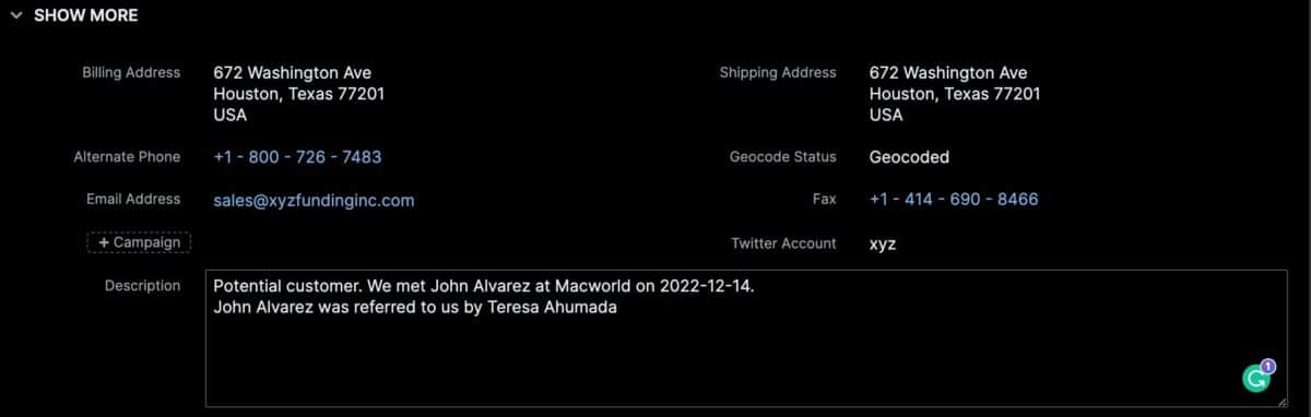 Potential customer. We met John Alvarez at Macworld on 2022-12-14. John Alvarez was referred to us by Teresa Ahumada.