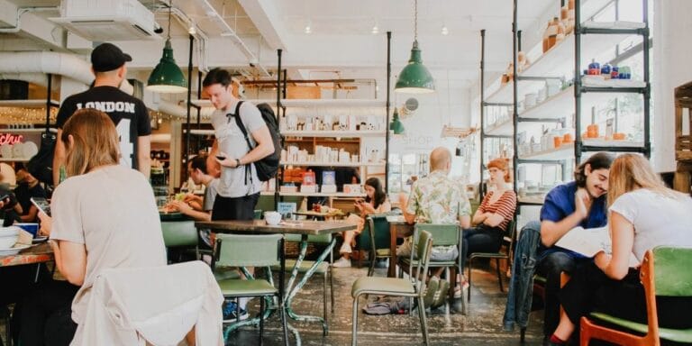 People at a café.