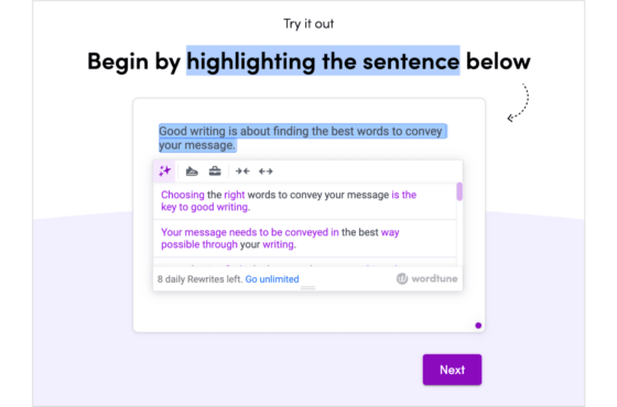 Wordtune for text replacement