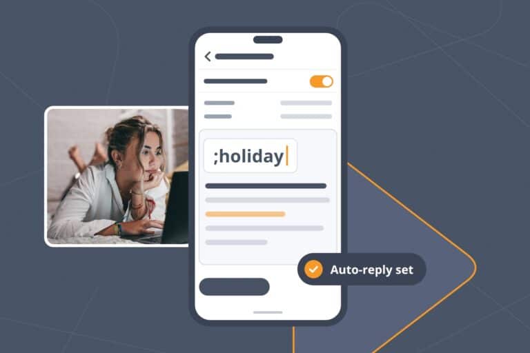 Holiday out-of-office message being set up using a template, with automatic replies switched on.
