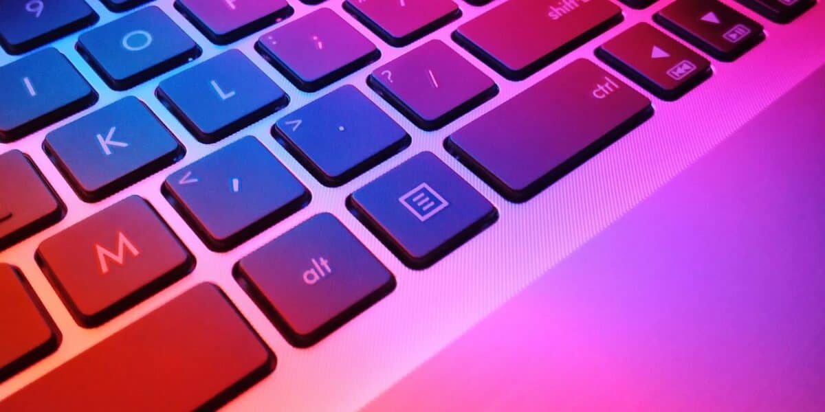 Portion of Mac keyboard is shown.