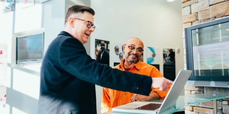 Salesperson helps small account representative