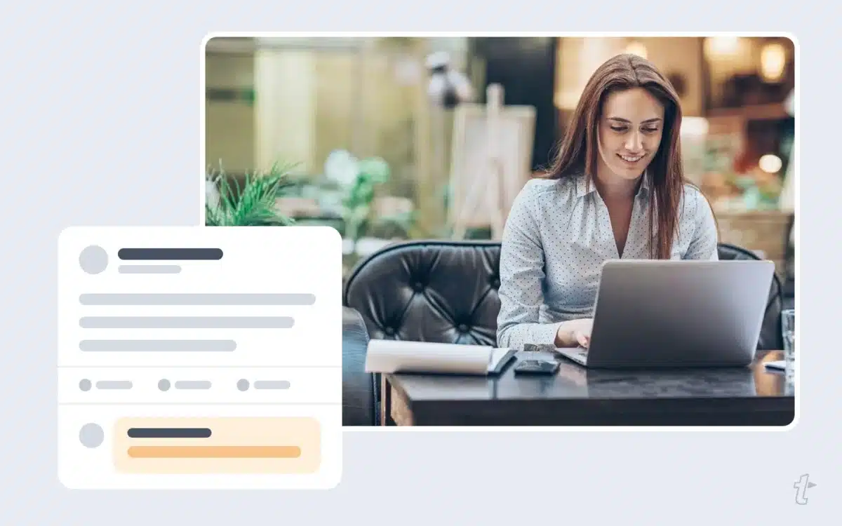 Young sales professional reading and commenting on a prospect’s post.
