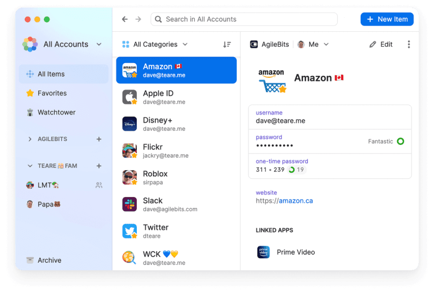 1Password, a Google Chrome productivity extension