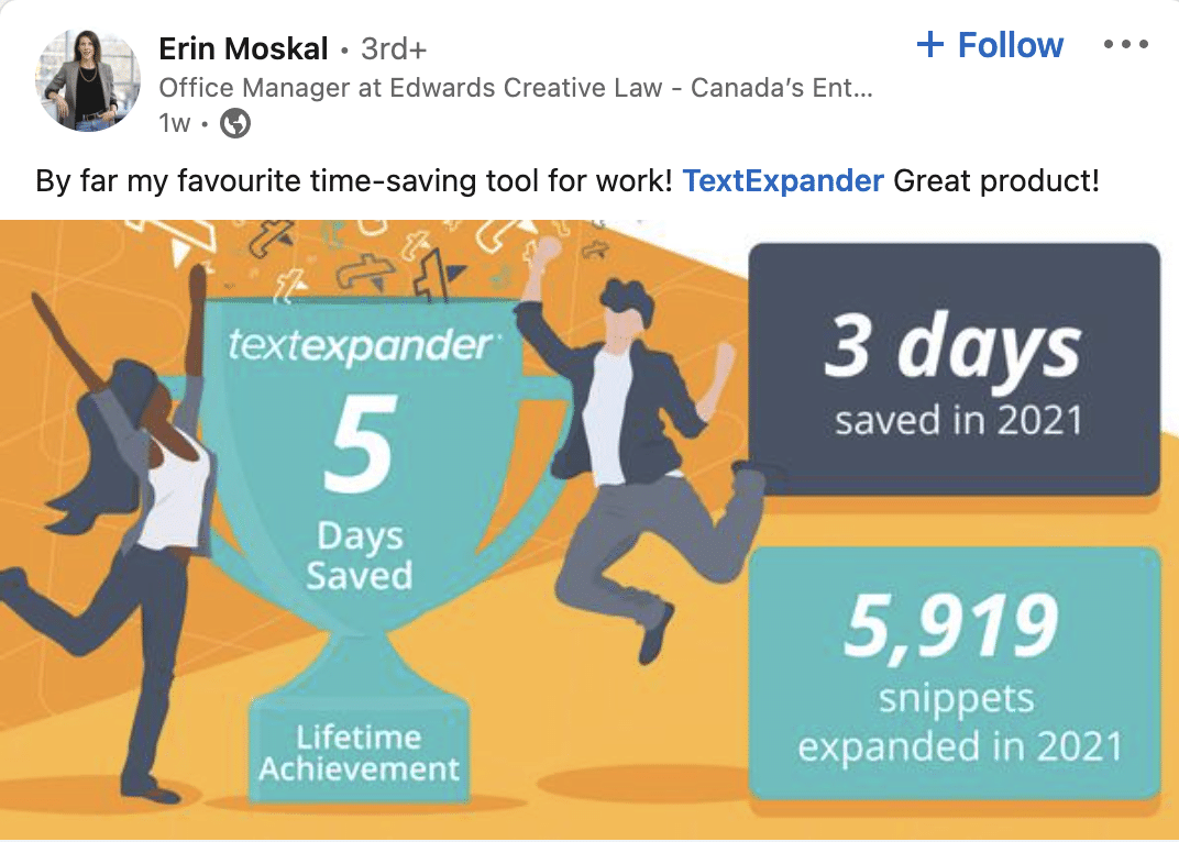 TextExpander LinkedIn Update